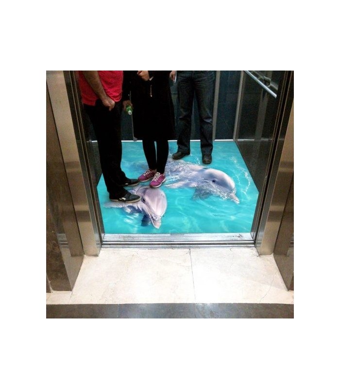 کفپوش سه بعدی آسانسور طرح دلفین ها
