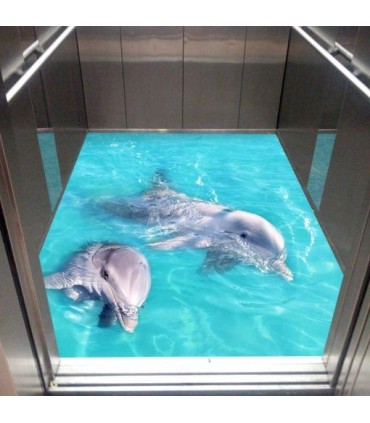 کفپوش سه بعدی آسانسور طرح دلفین ها