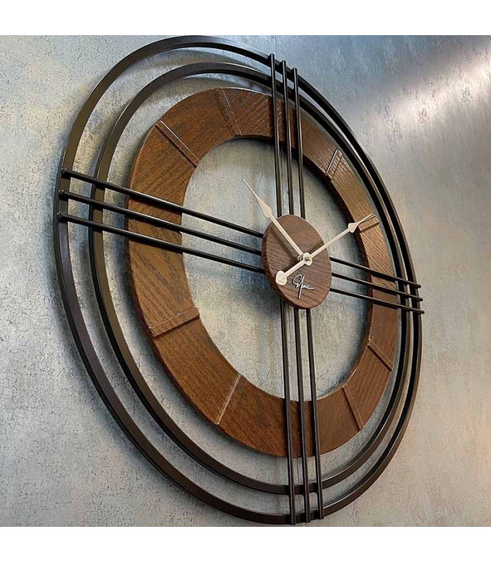 ساعت دیواری چوبی فلزی طرح رابین