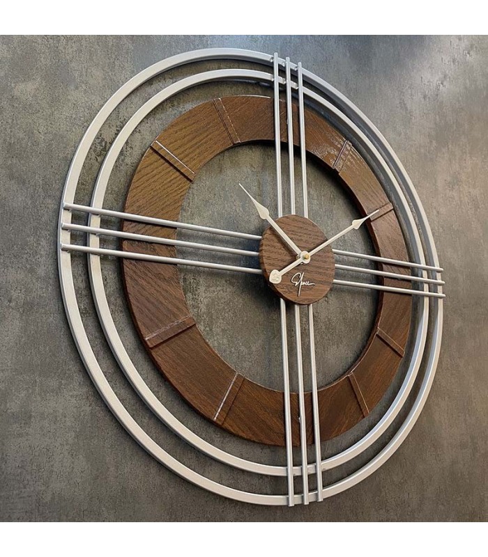 ساعت دیواری چوبی فلزی طرح رابین